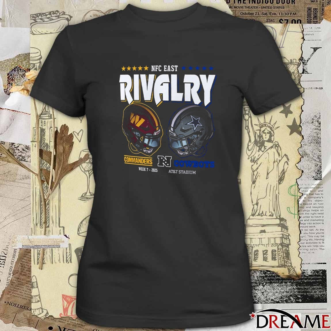 Washington Commanders Vs Dallas Cowboys 2025 NFC East Rivalry Week 7 2025 AT&T Stadium t-shirt