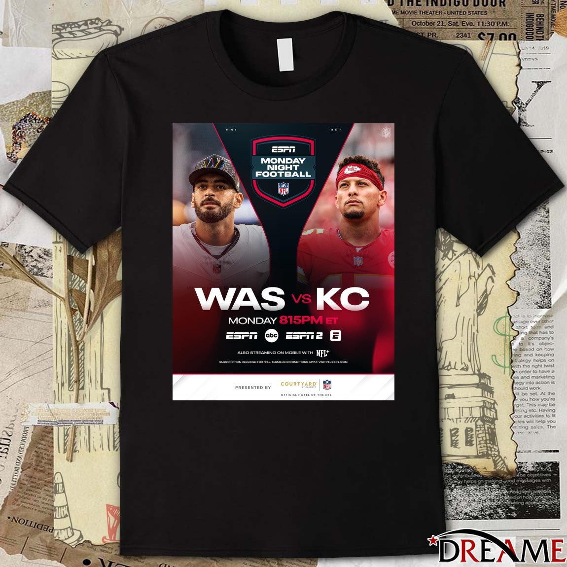 Washington Commanders Vs Kansas City Chiefs ESPN Monday Night Football Week 8 2025 Poster t-shirt