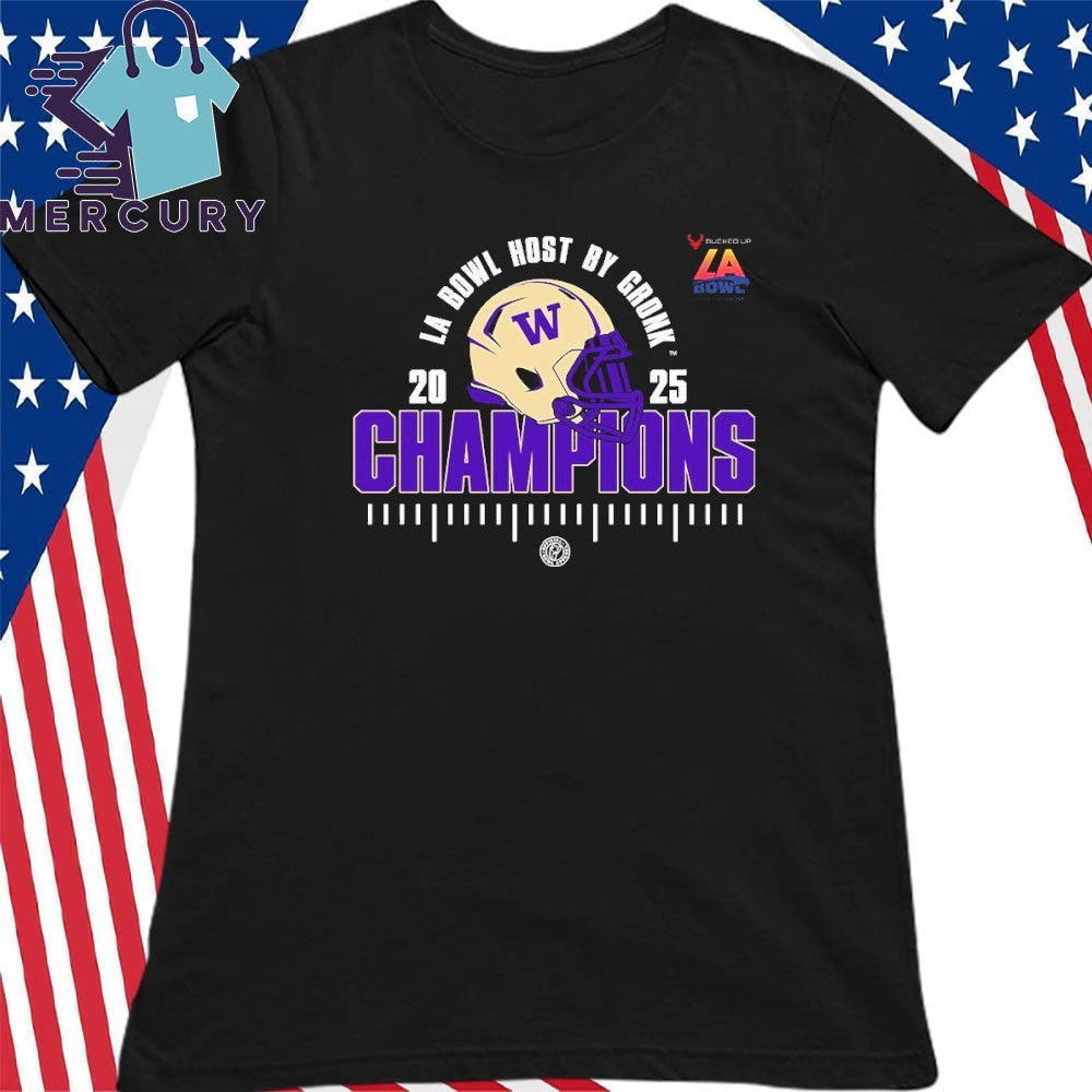 Washington Huskies 2025 Bucked Up LA Bowl Champions Helmet Shirt