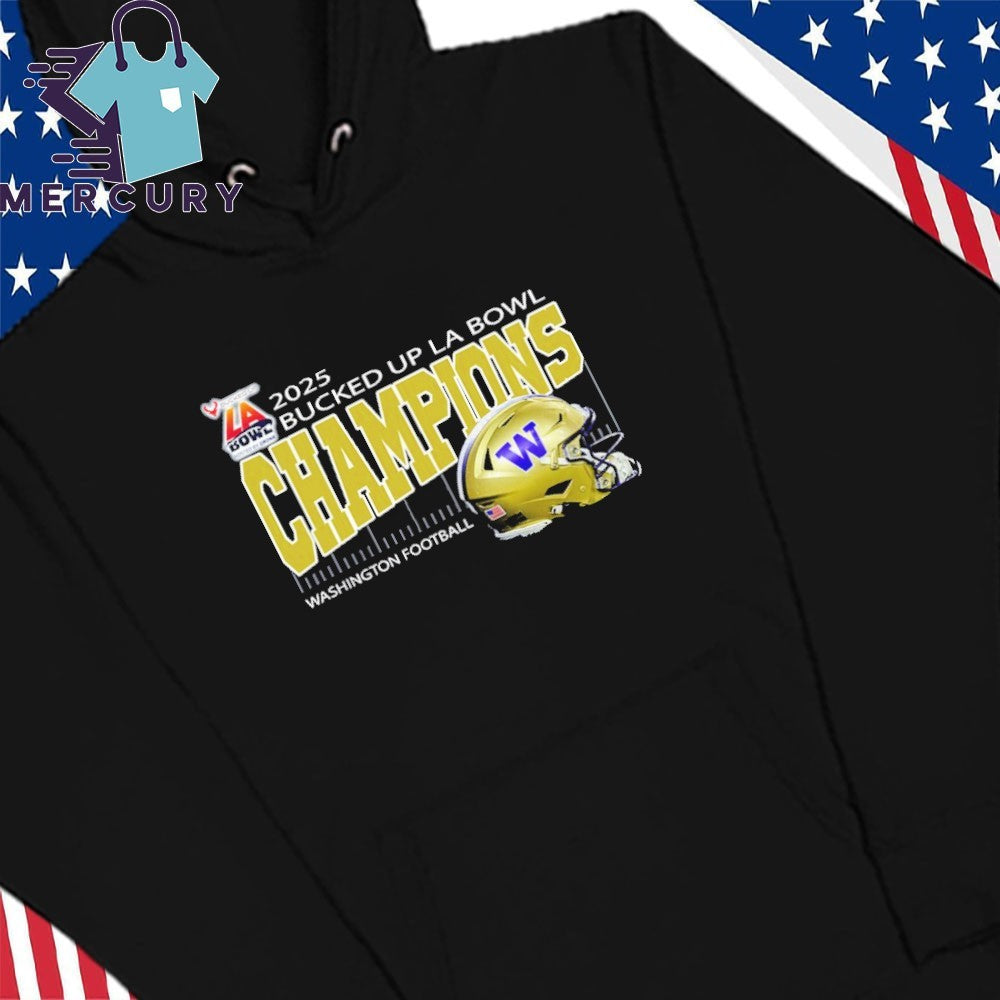 Washington Huskies Football 2025 Bucked Up La Bowl Champions Helmet Shirt