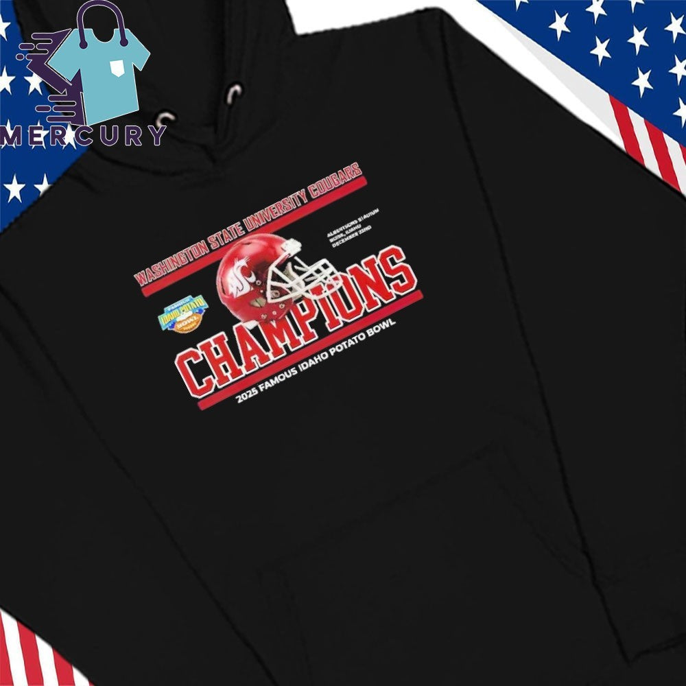 Washington State Cougars 2025 Famous Idaho Potato Bowl Champions December 22nd Helmet Shirt