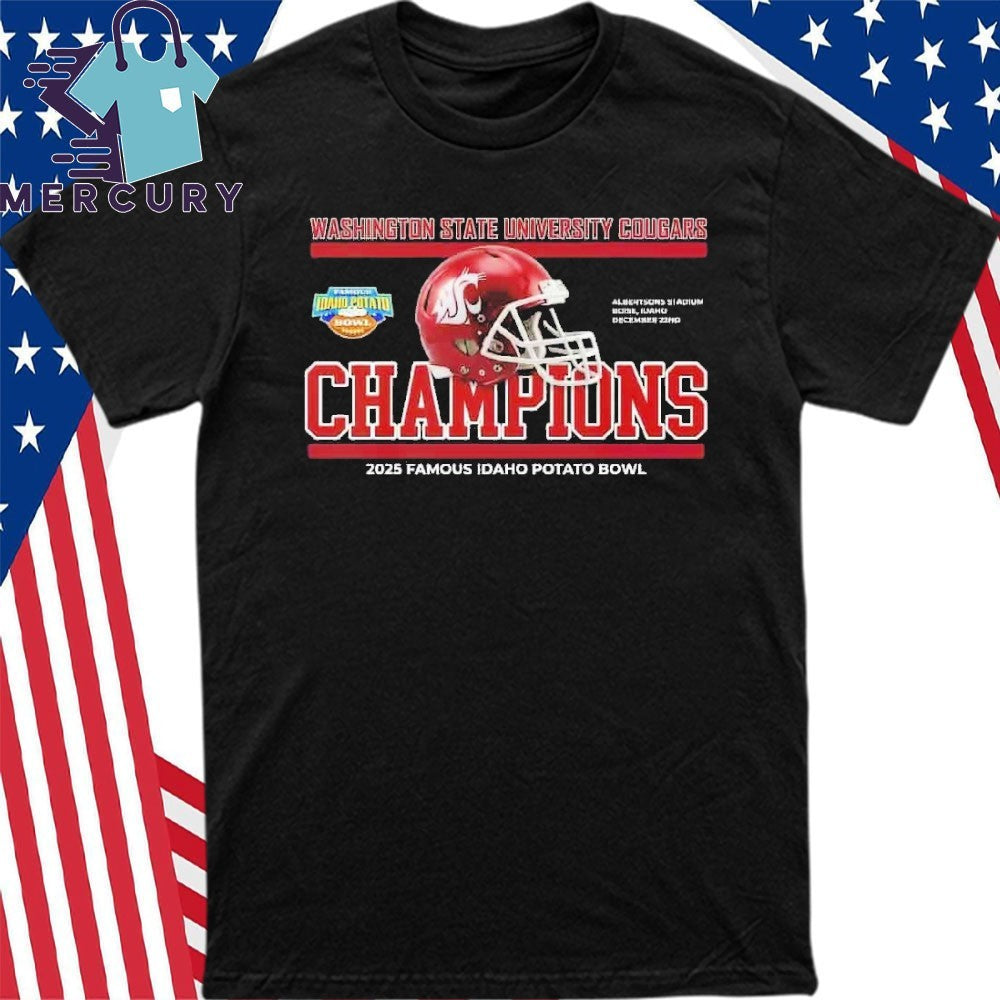 Washington State Cougars 2025 Famous Idaho Potato Bowl Champions December 22nd Helmet Shirt