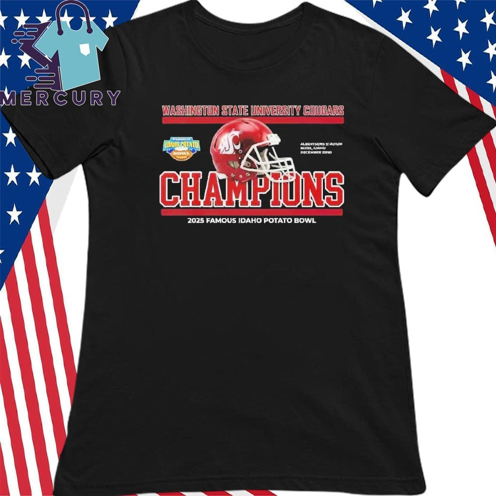 Washington State Cougars 2025 Famous Idaho Potato Bowl Champions December 22nd Helmet Shirt