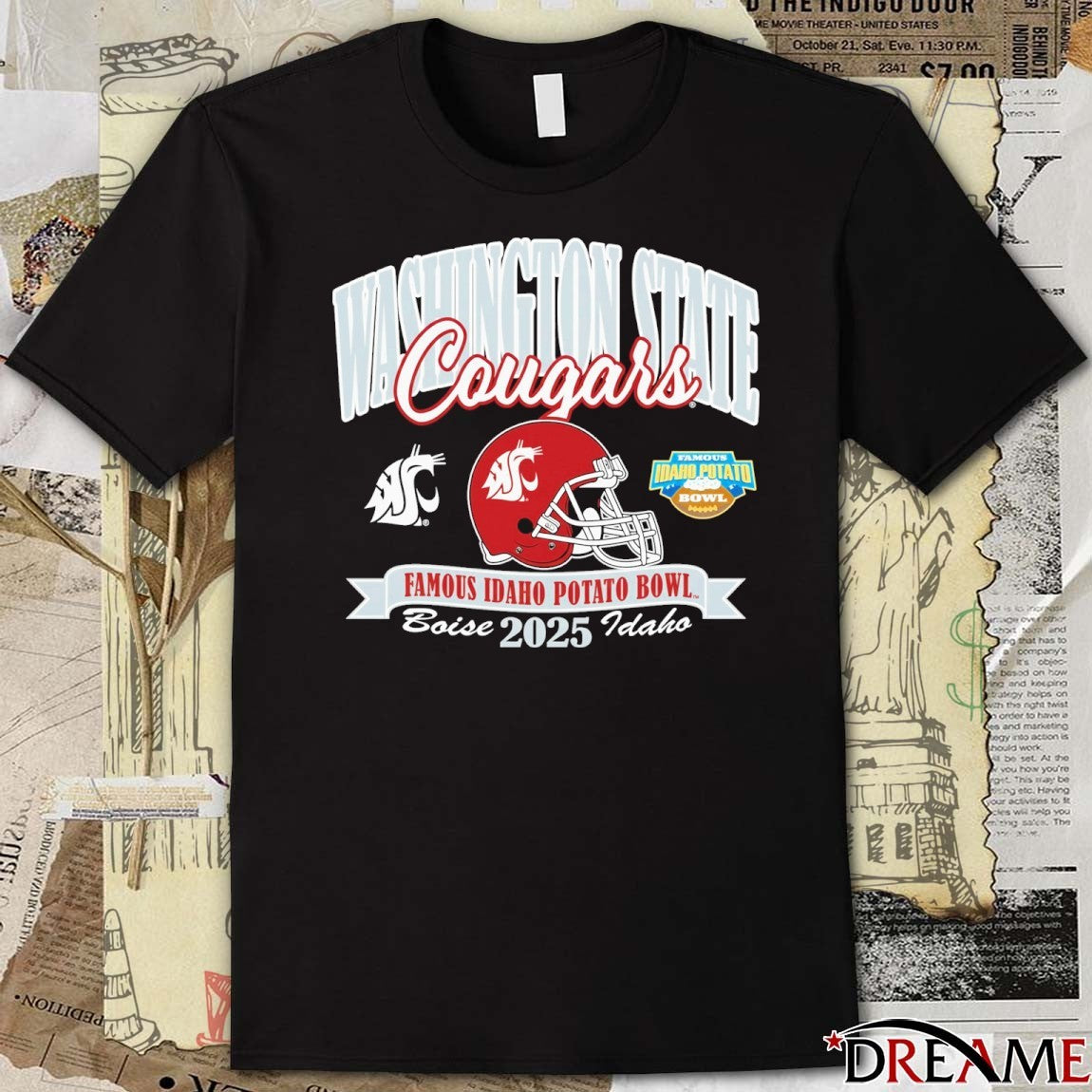 Washington State Cougars Football 2025 Famous Idaho Potato Bowl Bound Boise Idaho Helmet t-shirt