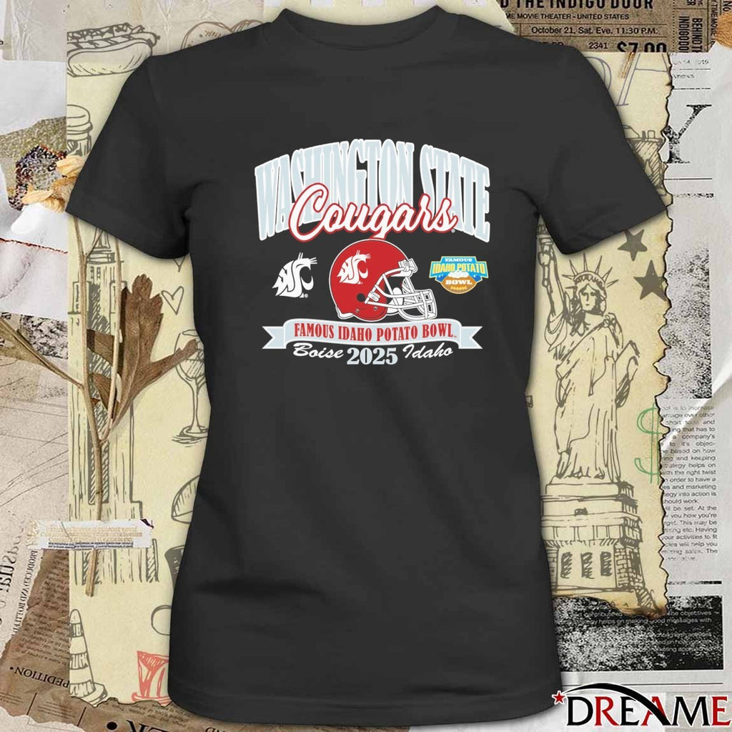 Washington State Cougars Football 2025 Famous Idaho Potato Bowl Bound Boise Idaho Helmet t-shirt