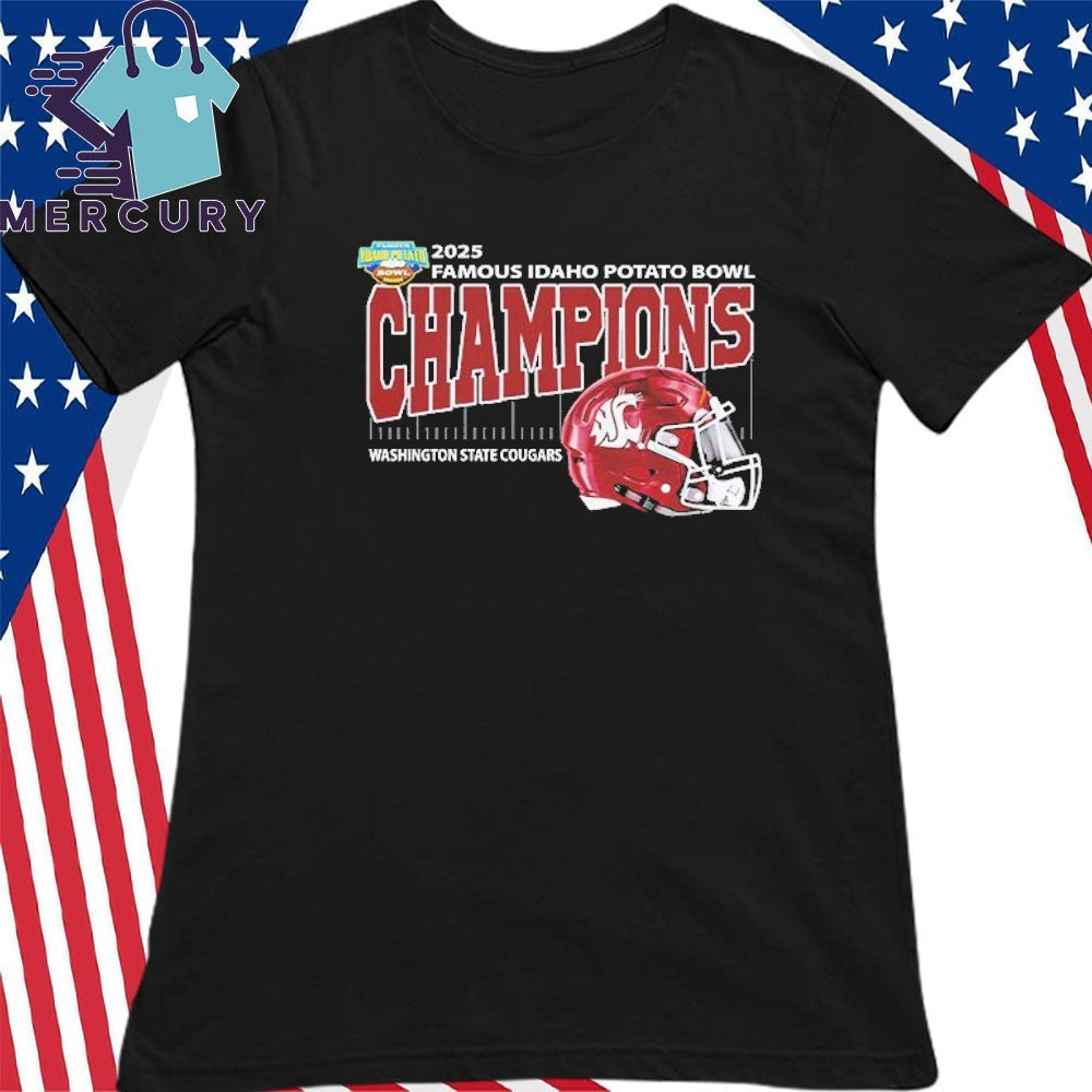 Washington State Cougars Football 2025 Famous Idaho Potato Bowl Champions Helmet Shirt