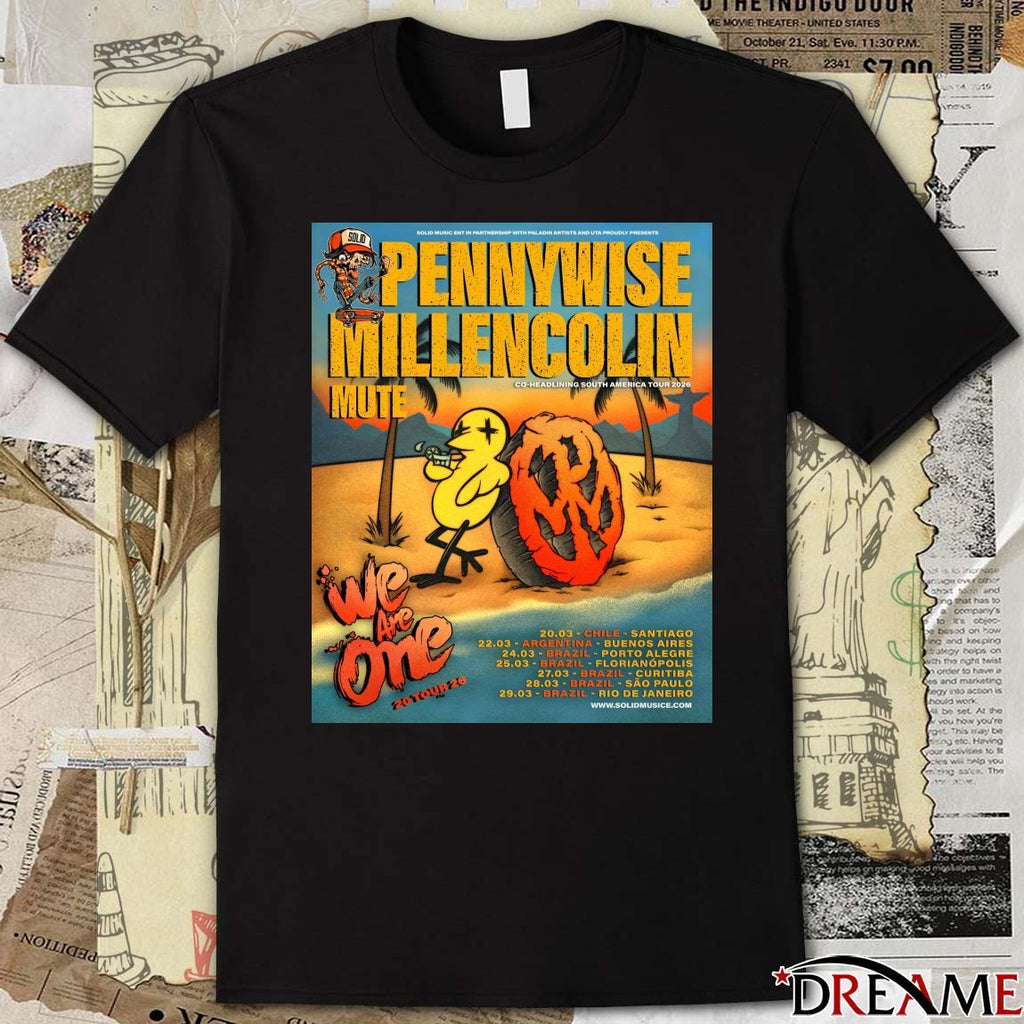 We Are One South America 2026 Pennywise and Millencolin March 20-29, 2026 Poster t-shirt