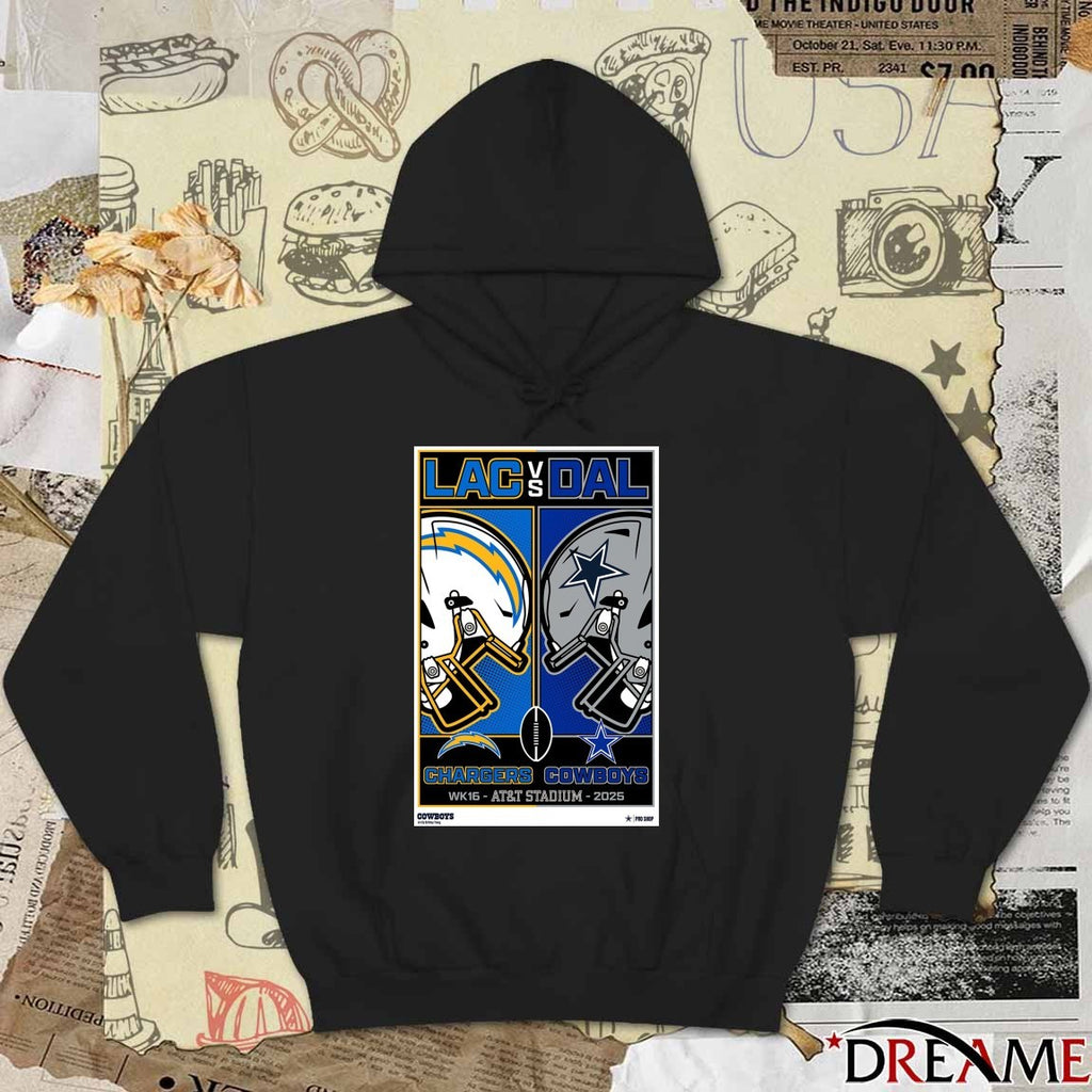 Week 16 Chargers Vs Cowboys at AT&T Stadium in December 21 2025 Helmet Poster t-shirt