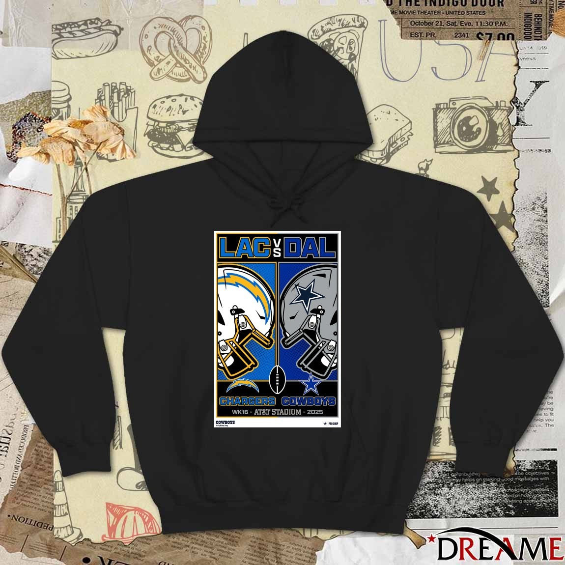 Week 16 Chargers Vs Cowboys at AT&T Stadium in December 21 2025 Helmet Poster t-shirt