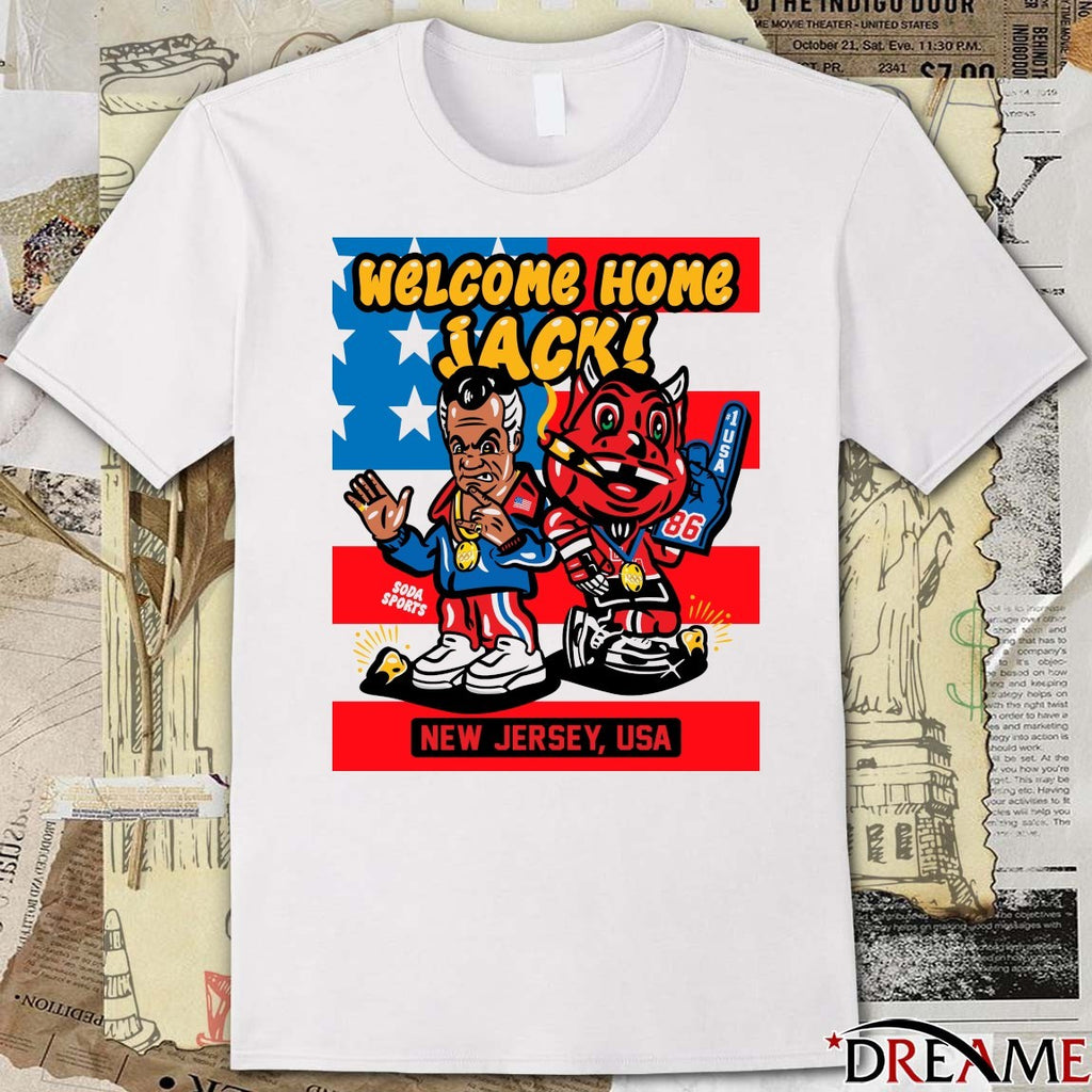 Welcome Home Jack New Jersey USA Jack Hughes And Mascots t-shirt