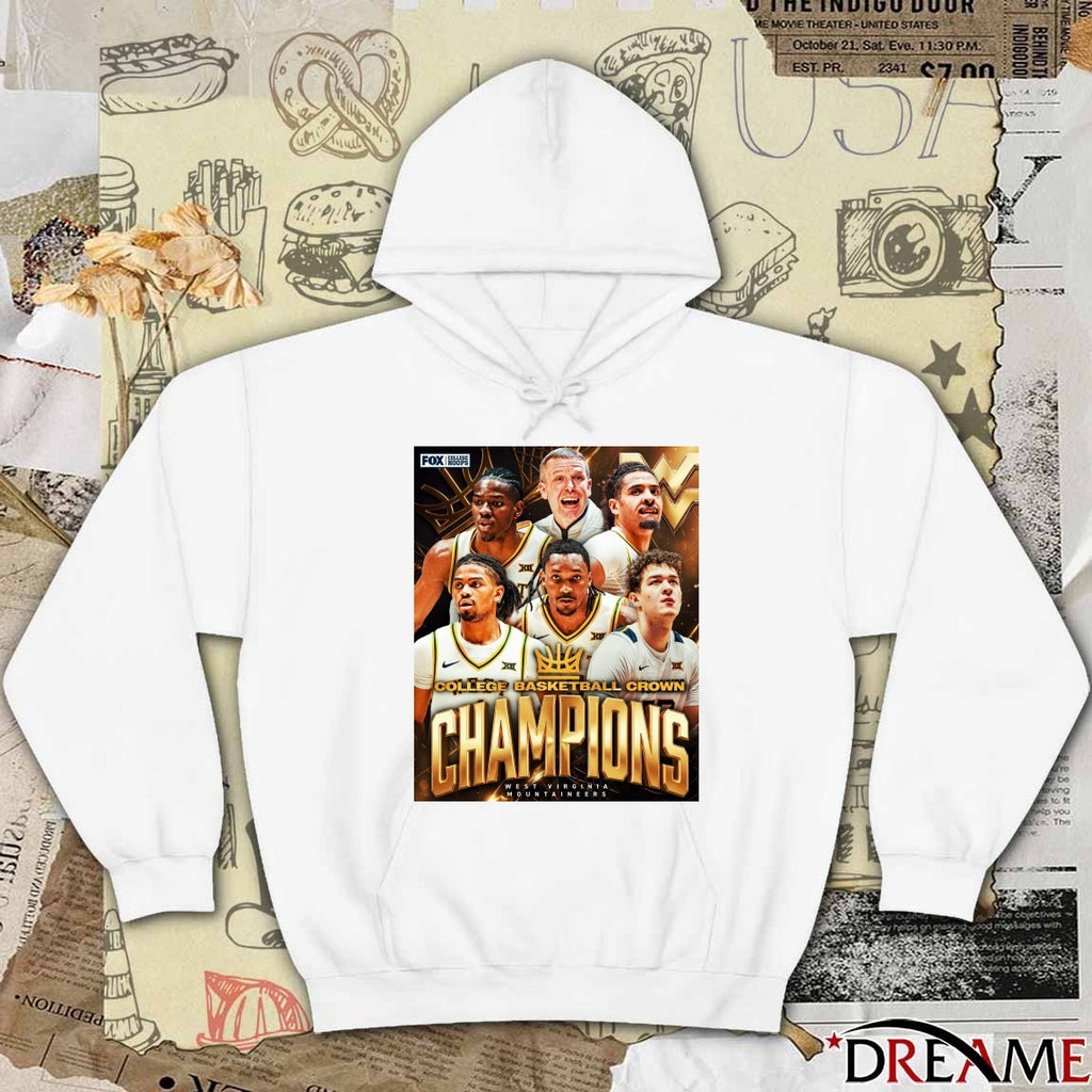 West Virginia Mountaineers College Basketball Crown Champions 2026 Poster t-shirt