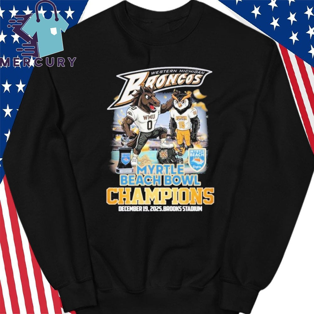 Western Michigan Broncos Myrtle Beach Bowl Champions 2025 Mascot Shirt