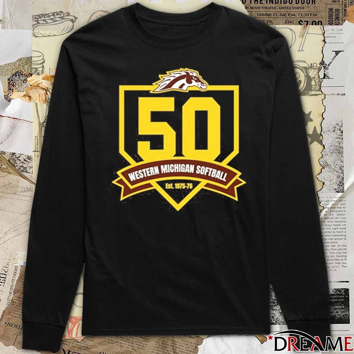Western Michigan Broncos Softball 50th Anniversary Logo t-shirt
