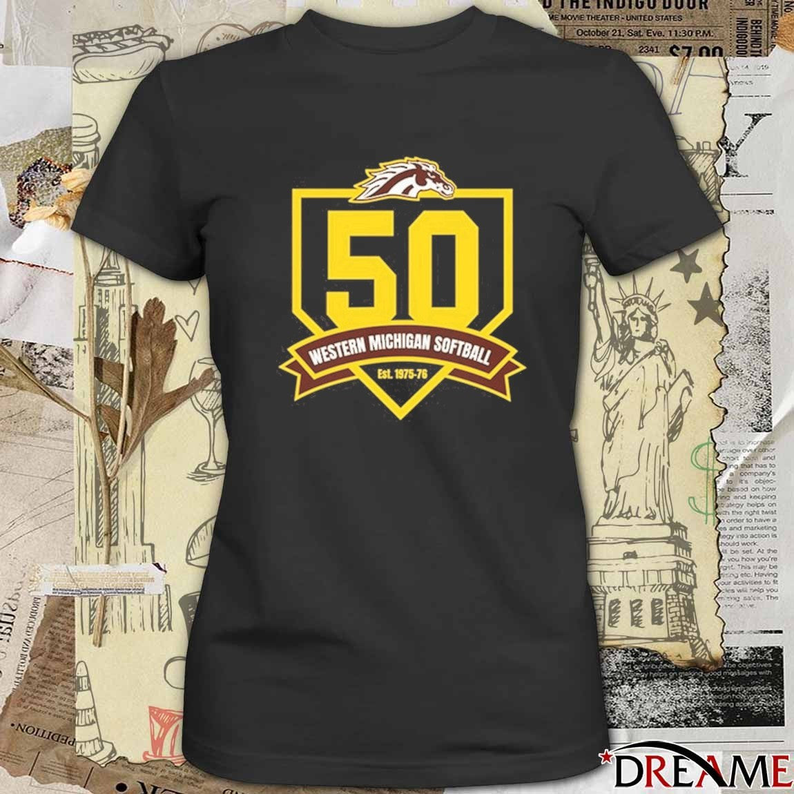 Western Michigan Broncos Softball 50th Anniversary Logo t-shirt