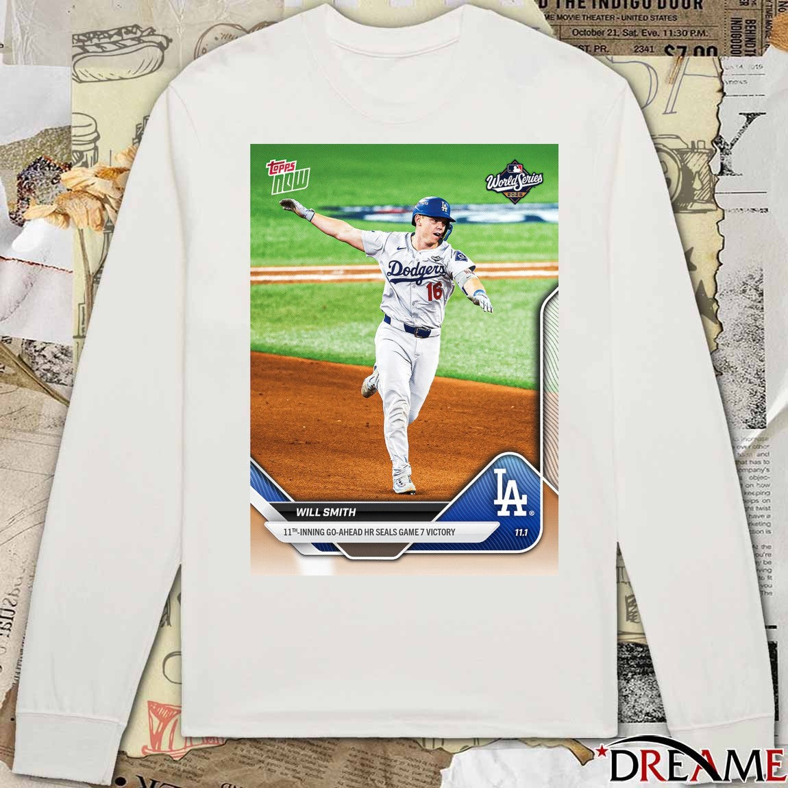 Will Smith 2025 MLB Topps Los Angeles Dodgers 11th Inning Go-Ahead HR Seals Games 7 Victory Card t-shirt