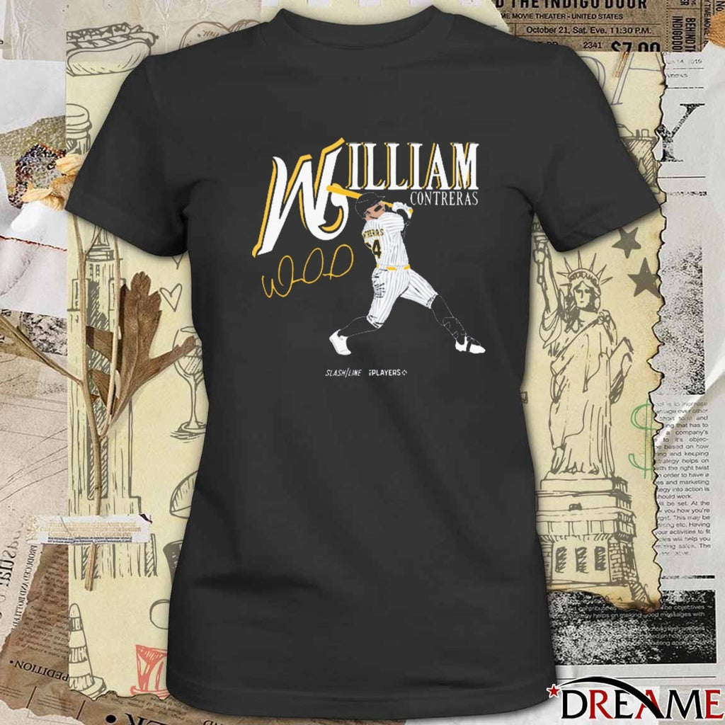 William Contreras Milwaukee Brewers MLB Slash Line Signature t-shirt