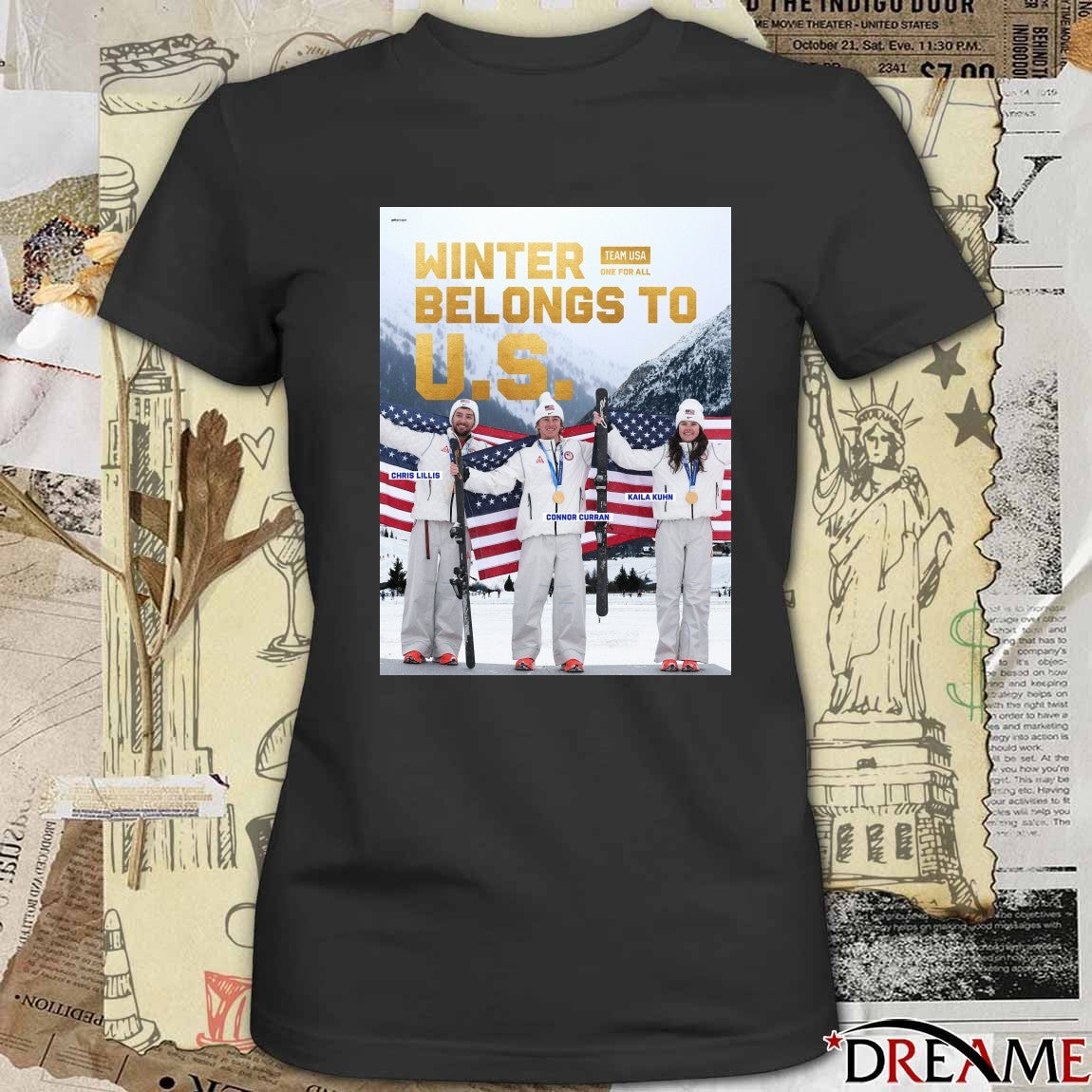 Winter Belongs To US Team USA One For All Chris Lillis, Connor Curran and Kaila Kuhn Poster t-shirt