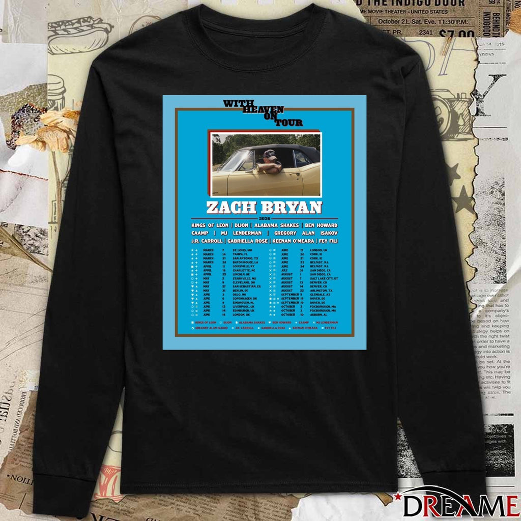 Zach Bryan With Heaven On Tour 2026 Kings of Leon, Dijon, Alabama Shakes Poster t-shirt
