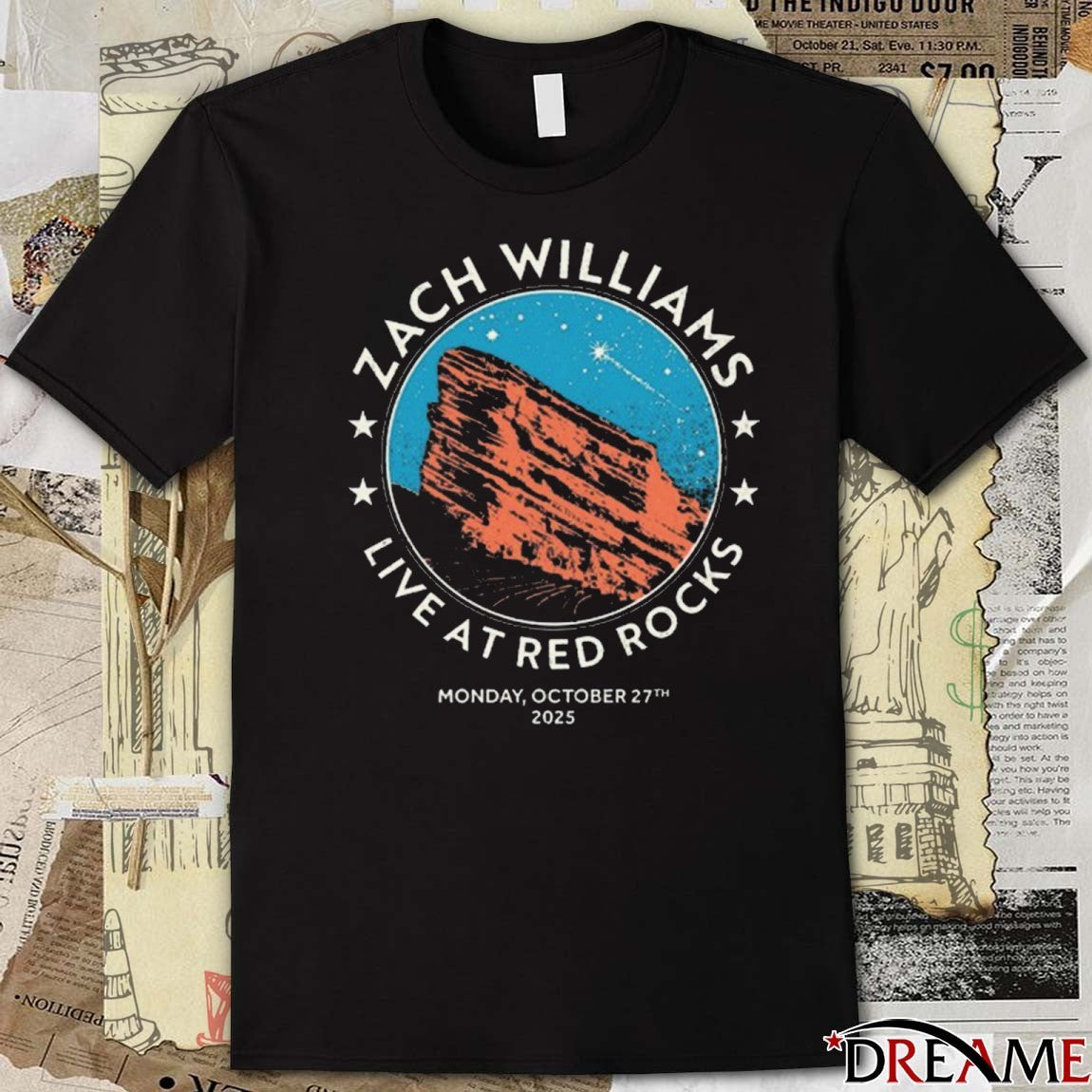 Zach Williams October 27 2025 Live At Red Rocks Morrison, Colorado Tour t-shirt