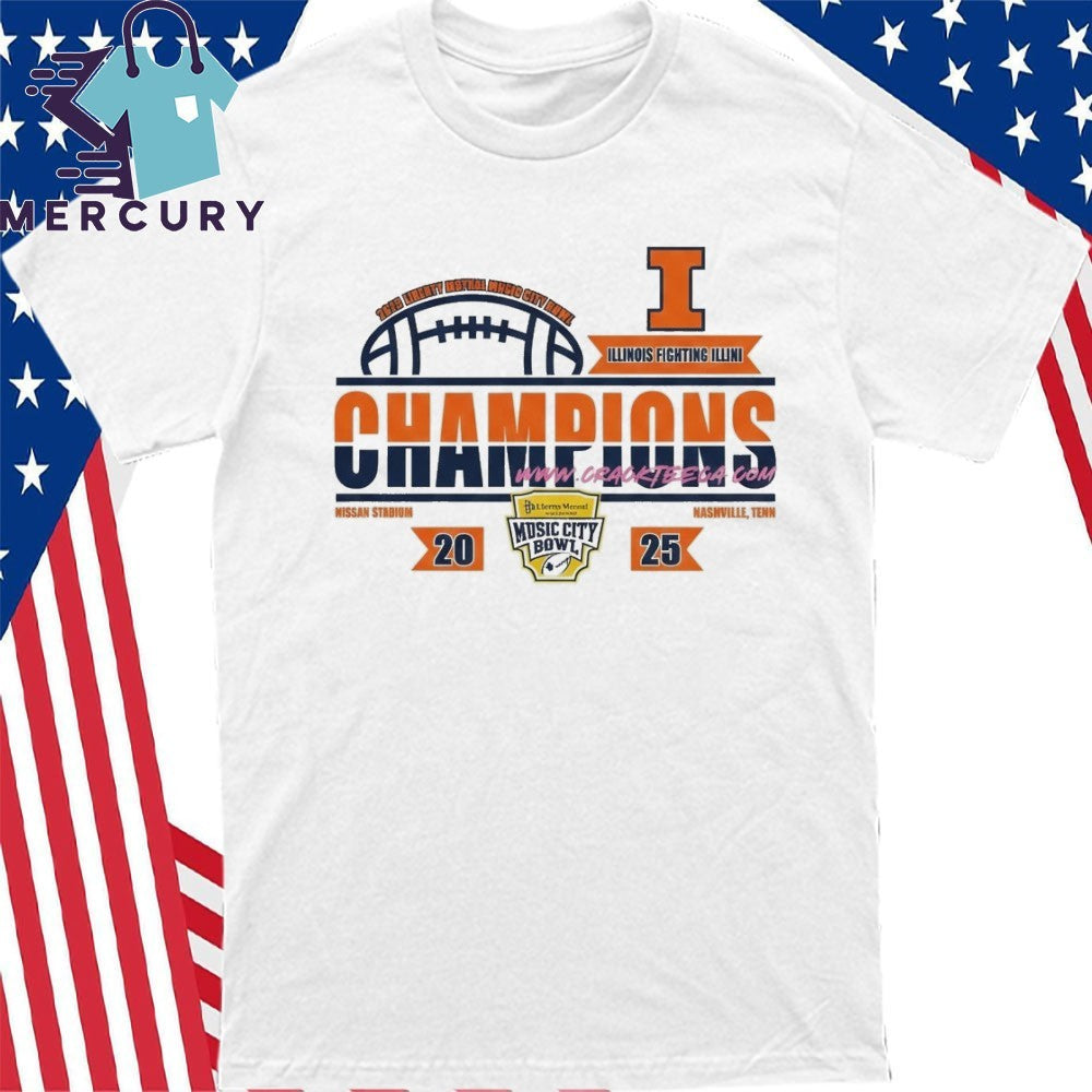 llinois Fighting Illini Football 2025 Liberty Mutual Music City Bowl Champions Locker Room Shirt