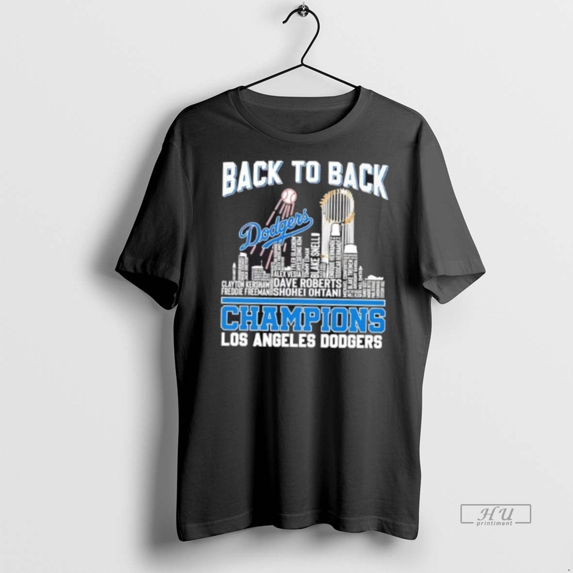 Officials Back To Back Champions Los Angeles Dodgers All Names City Skyline Premium