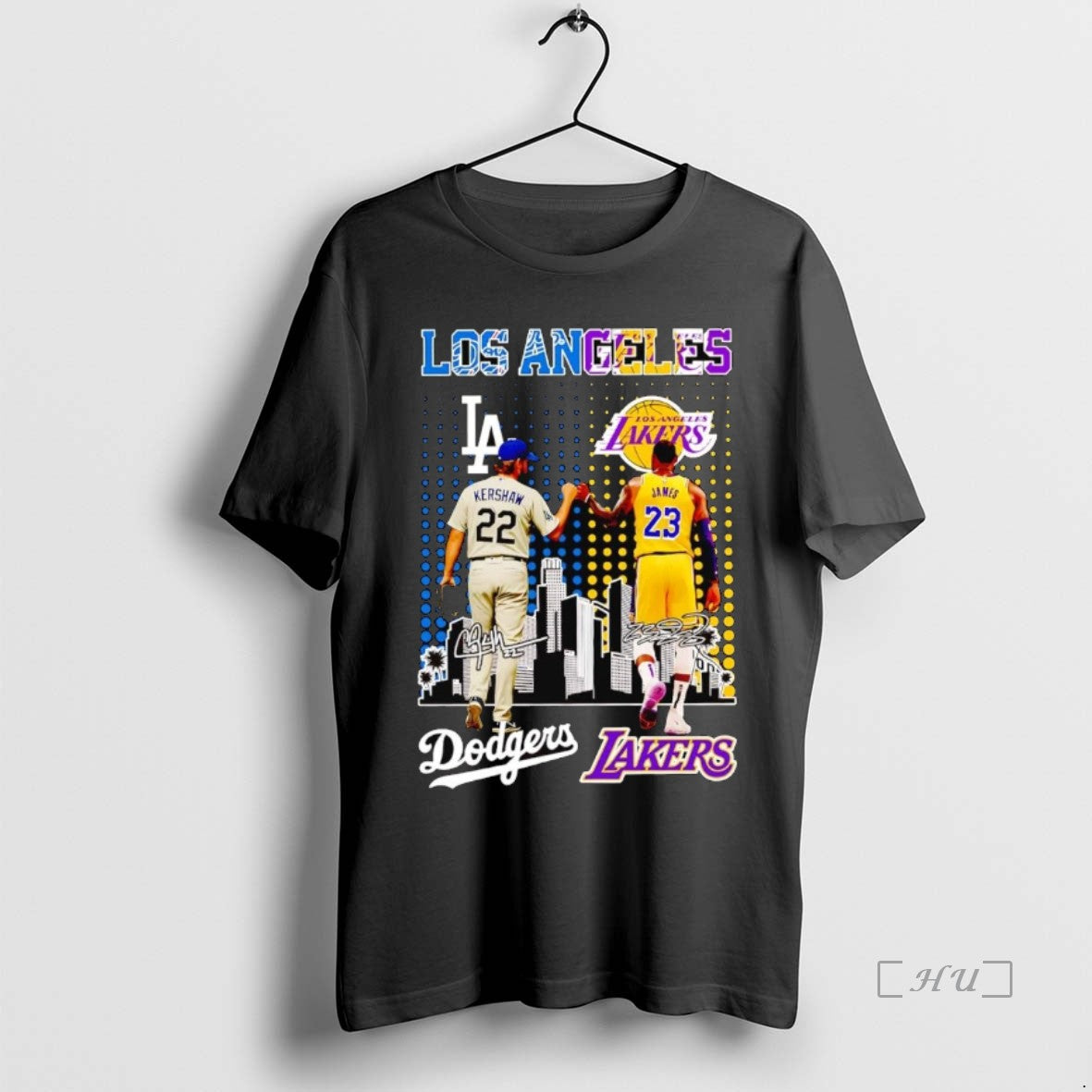 Officials Dodgers Kershaw And Lakers James Fist Dump Los Angeles Skyline Premium T Shirt Sweater