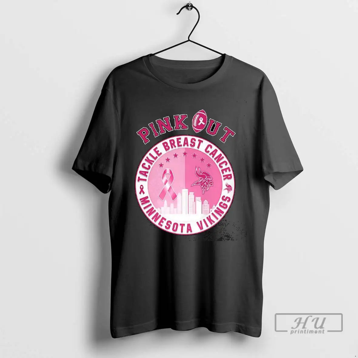 Officials Pink Out Tackle Breast Cancer Awareness Minnestota Vikings Football Logo Pink Ribbon