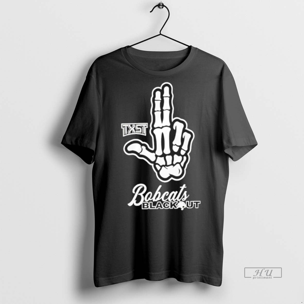 Officials Skeleton Hand Txst Texas State Bobcats Blackout Premium Tee Shirt Sweater