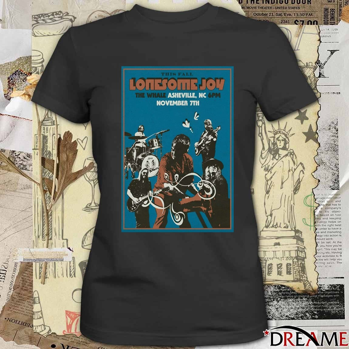 Offiicial Poster Lonesome Joy November 7 2025 The Whale Outpost in Asheville NC t-shirt