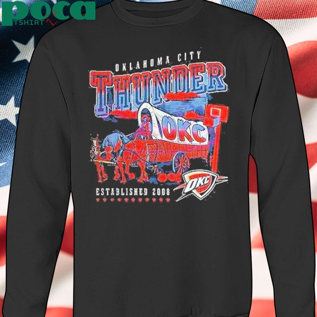 Oklahoma City Thunder Covered Wagon Western Basketball Style Shirt