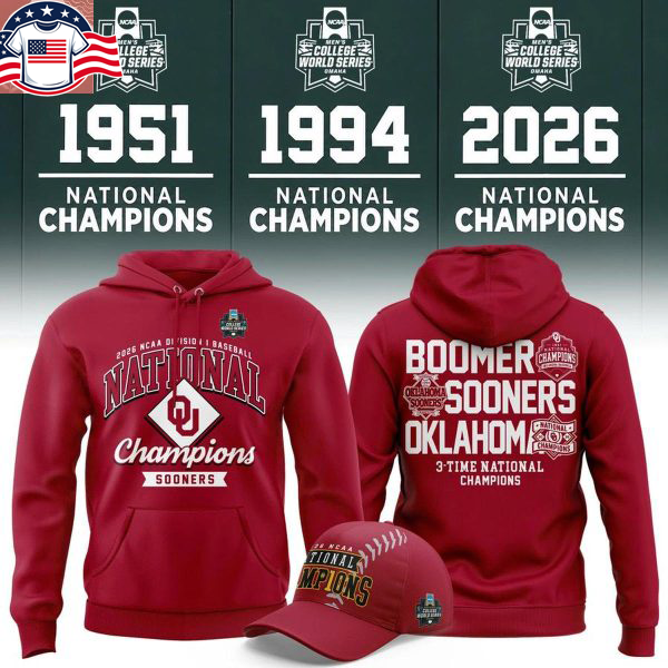 Oklahoma Sooners 2026 3-Time NCAA Baseball National Champions T-Shirt
