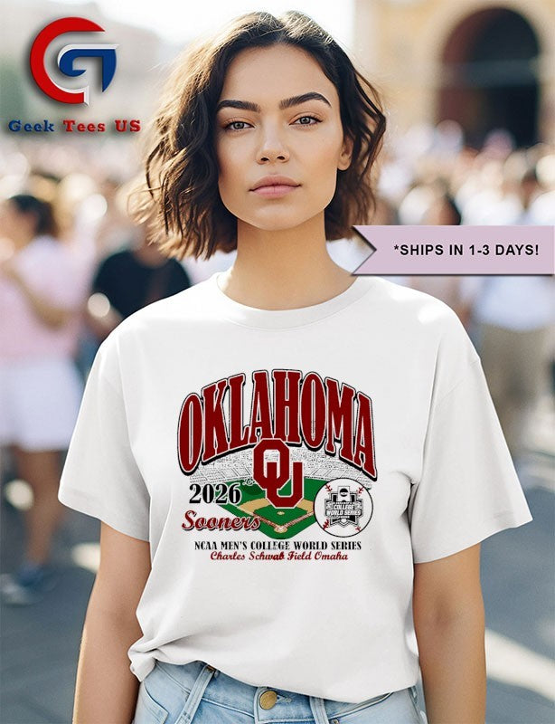 Oklahoma Sooners 2026 NCAA Men’s College World Series Charles Schwab Field T-shirt