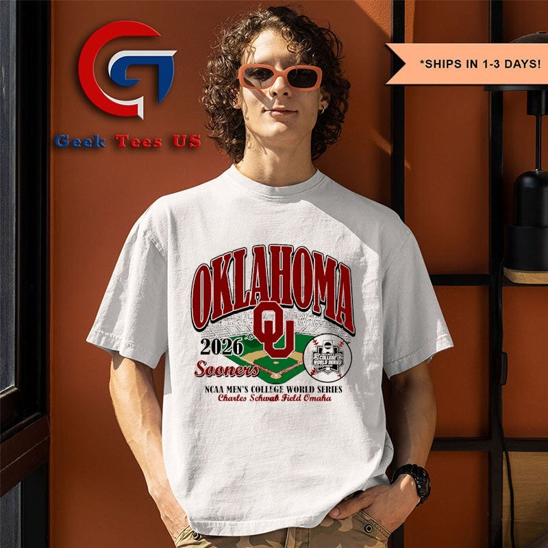 Oklahoma Sooners 2026 NCAA Men’s College World Series Charles Schwab Field T-shirt