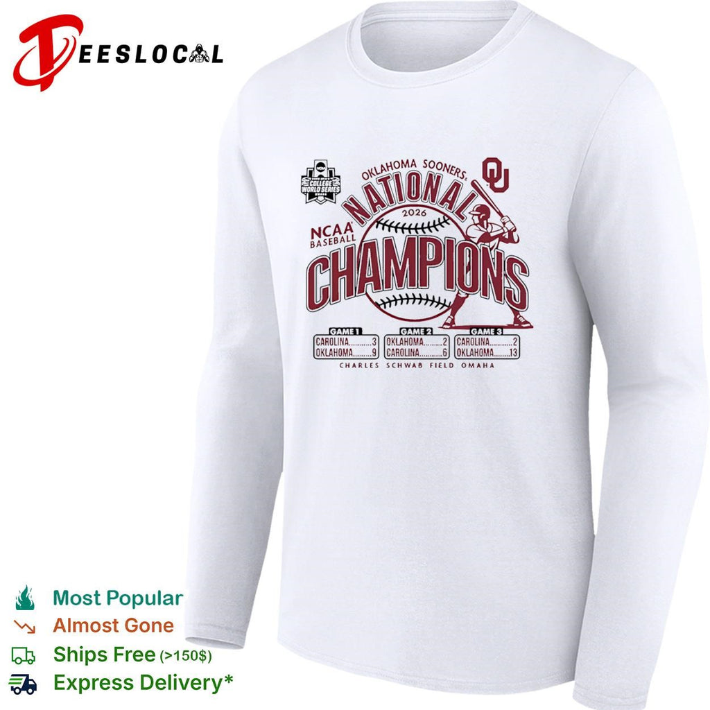 Oklahoma Sooners 2026 National Champions NCAA Baseball Charles Schwab Field shirt