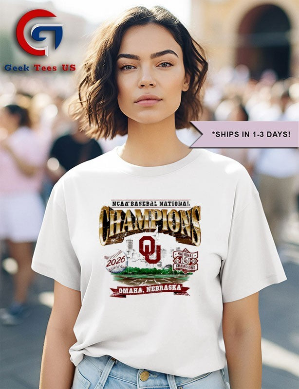 Oklahoma Sooners Baseball NCAA National Champions 2026 Omaha Nebraska T-shirt