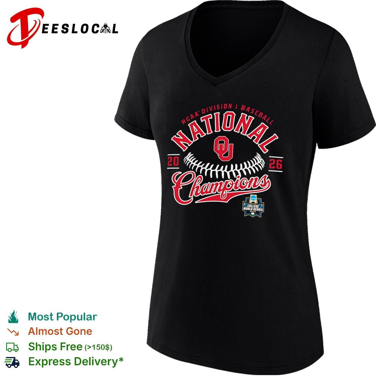 Oklahoma Sooners NCAA Division I Baseball National Champions 2026 College World shirt