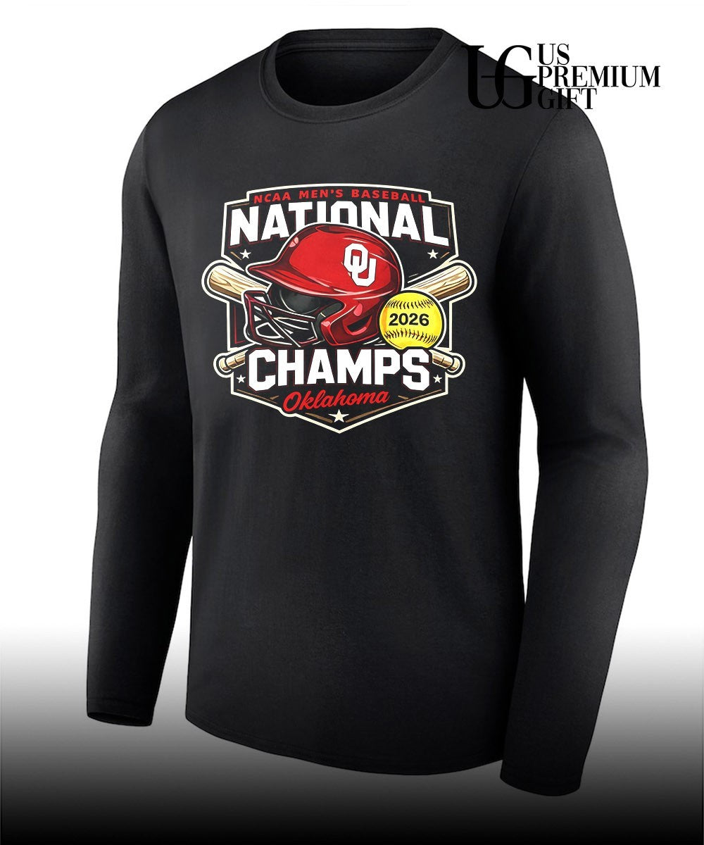 Oklahoma Sooners NCAA Men’s Baseball National Champs 2026 helmet shirt