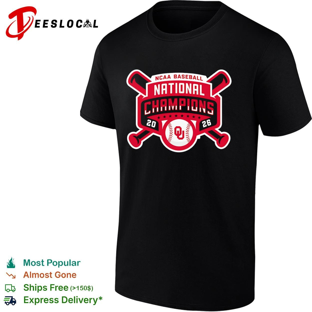 Oklahoma Sooners NCAA baseball national champions 2026 black ribbon shirt
