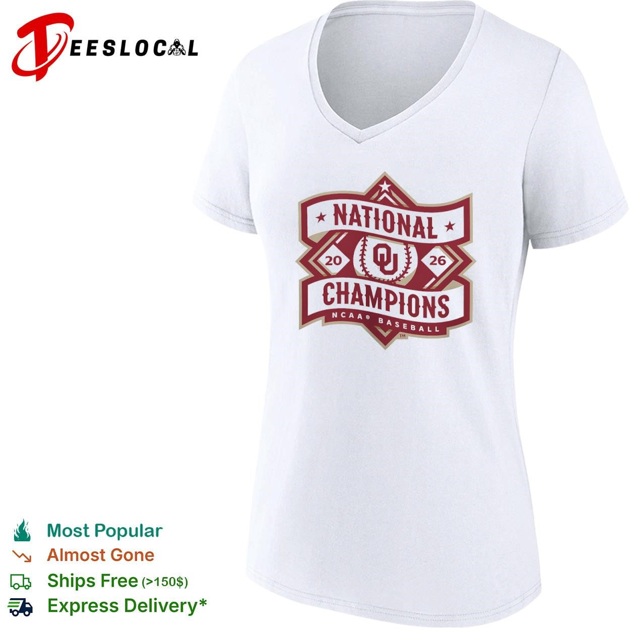 Oklahoma Sooners National Champions 20 26 NCAA Baseball logo shirt