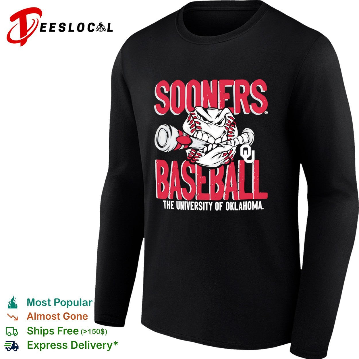 Oklahoma Sooners baseball university of OU angry character shirt