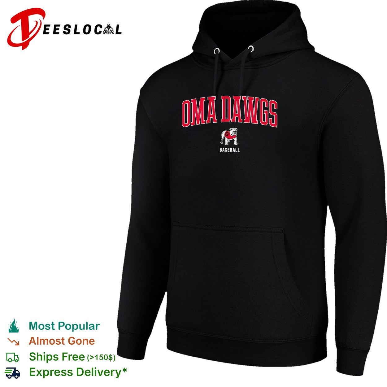 OmaDawgs bulldog wearing Georgia Bulldogs baseball jersey shirt