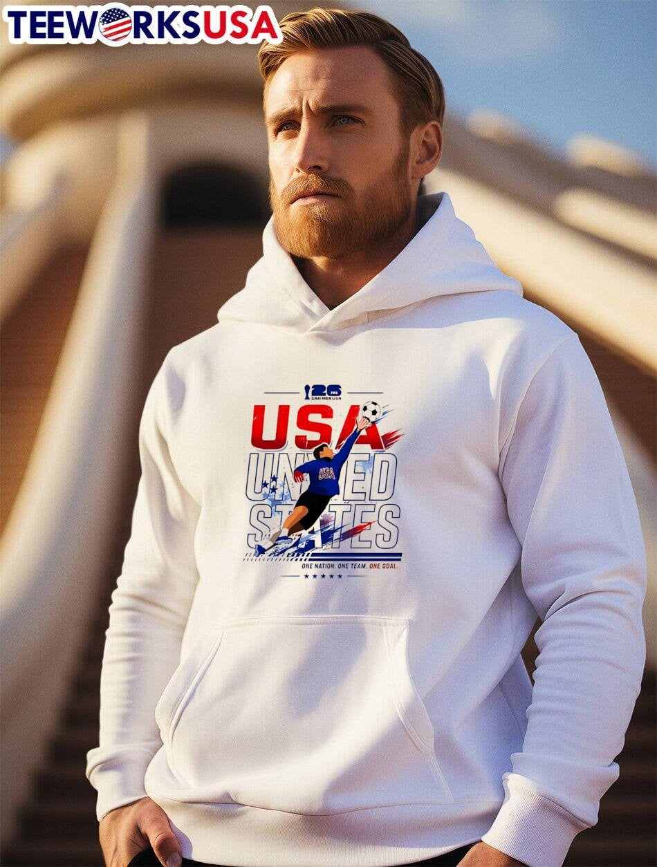 One Nation One Team One Goal Goalkeeper Diving for Soccer Ball USA UNITED STATES Shirt