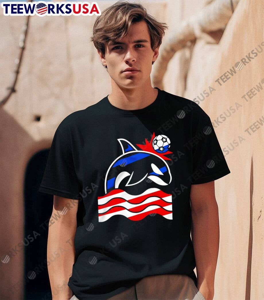 Orca Soccer American Flag T-Shirt