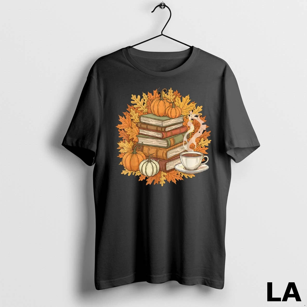 Original Books Coffee Fall Leaves And Pumpkins Vintage Library