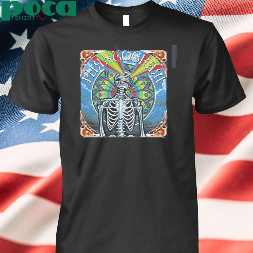 Phantogram Running Through Colors Tour 2025 Tour Date List With Skeleton Rainbow Eyes Laser Artwork Two Sides Unisex T-Shirt