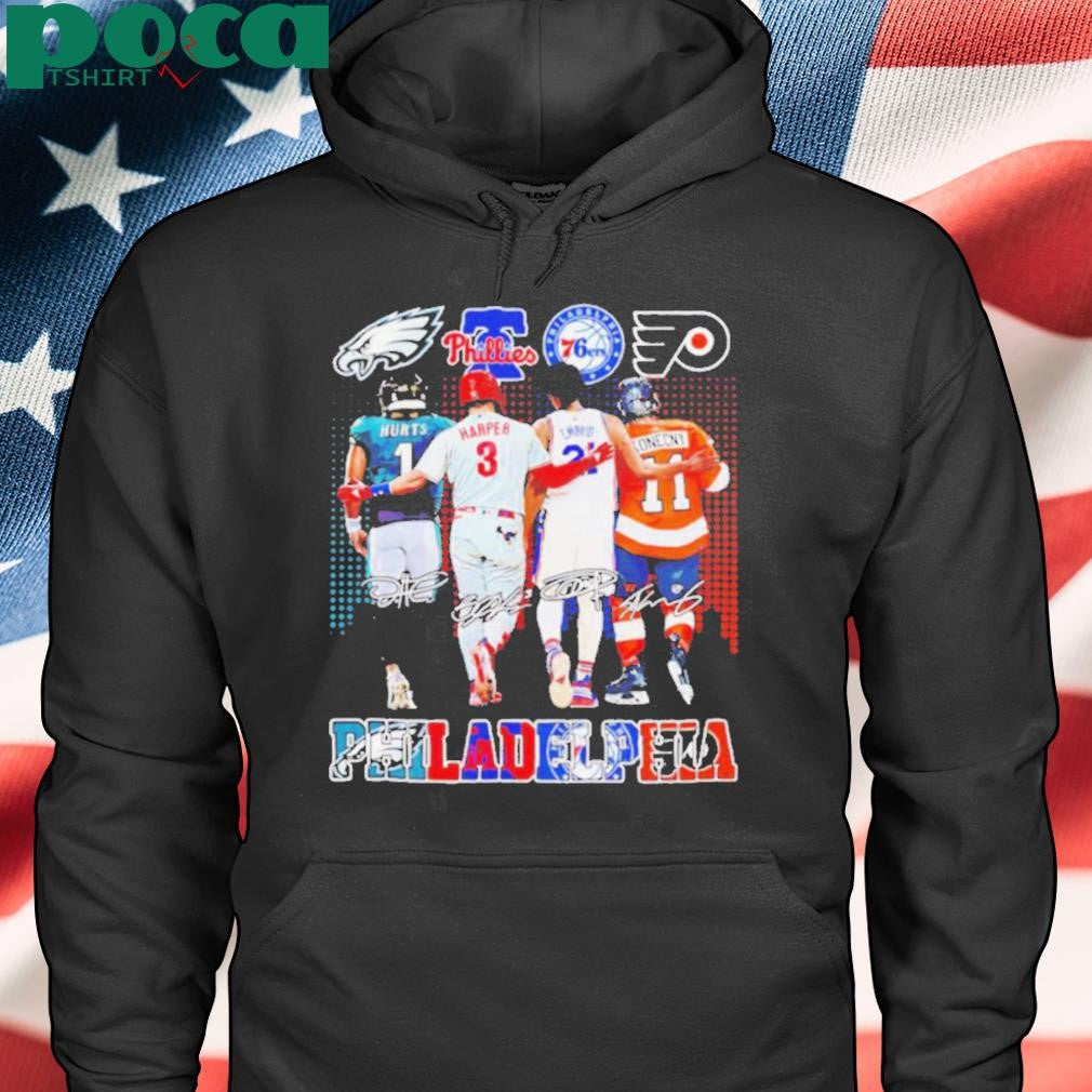 Philadelphia sport teams Hurts Harper Embiid Konecny signatures shirt