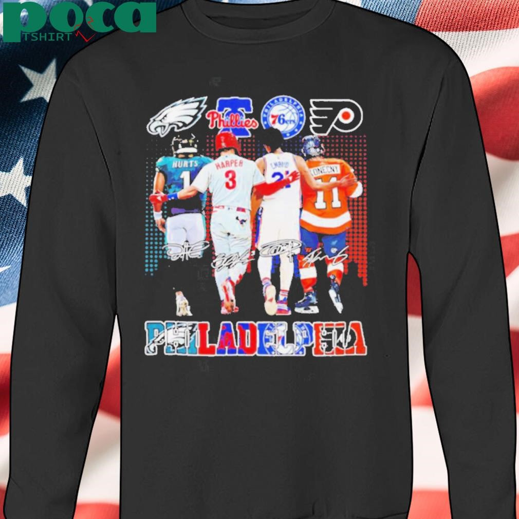 Philadelphia sport teams Hurts Harper Embiid Konecny signatures shirt