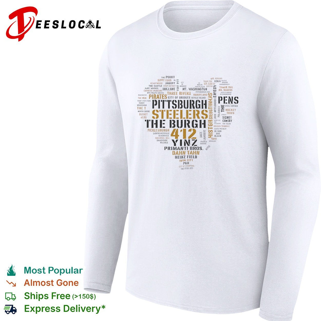 Pittsburgh heart word cloud shirt