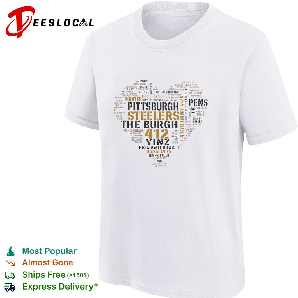 Pittsburgh heart word cloud shirt