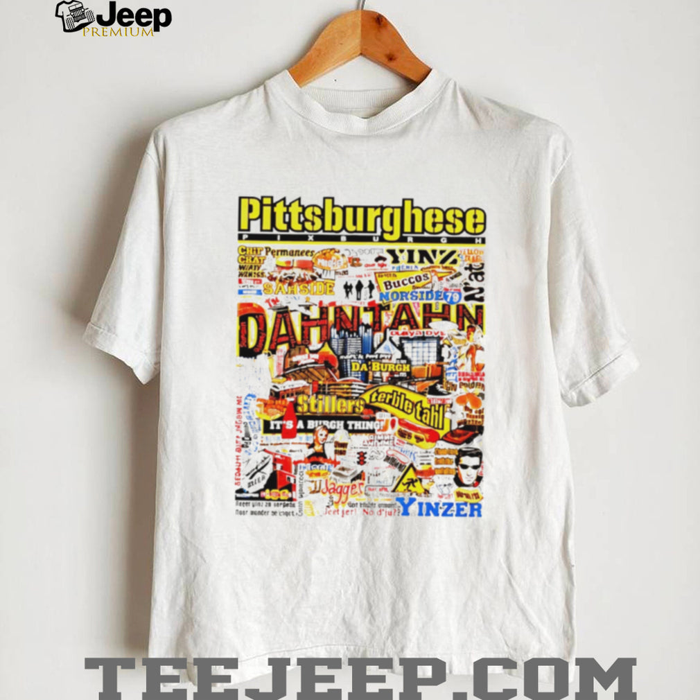 Pittsburghese Yinzer Slang Typography Collage T Shirt